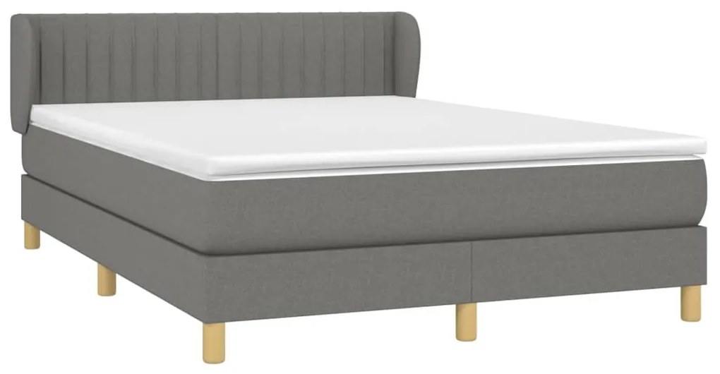 vidaXL Κρεβάτι Boxspring με Στρώμα Σκούρο Γκρι 140x200 εκ Υφασμάτινο