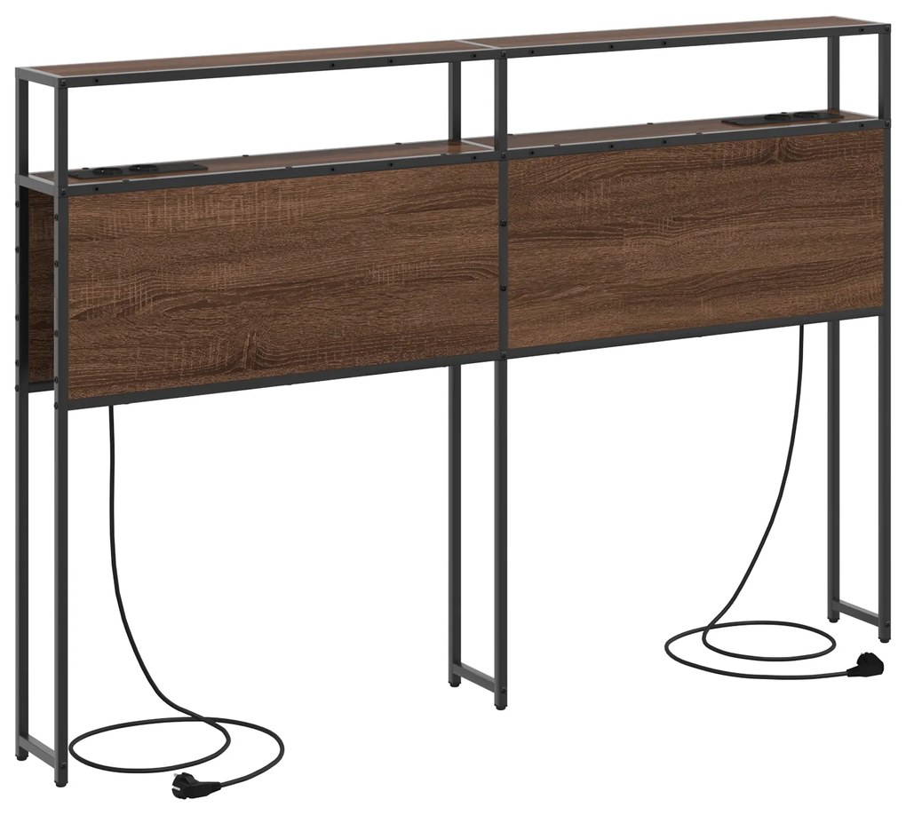 vidaXL Κεφαλάρι Αποθήκης Επιτοίχιο Καφέ δρυς 135 cm Επεξεργασμένο ξύλο