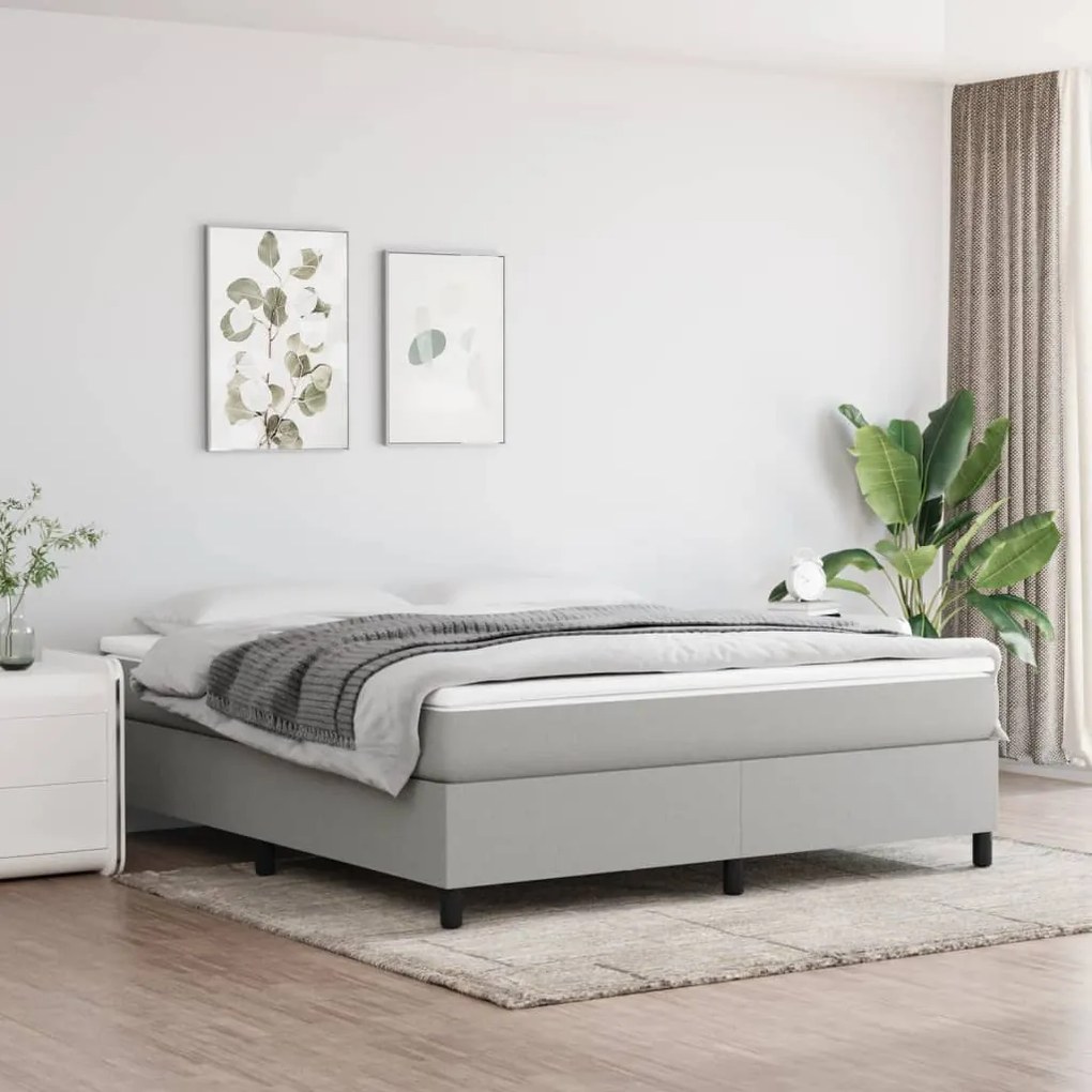 Κρεβάτι Boxspring με Στρώμα Ανοιχτό Γκρι 180x200 εκ. Υφασμάτινο - Γκρι