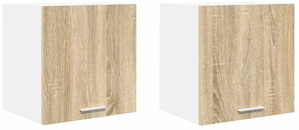 vidaXL Κρεμαστό ντουλάπι με πόρτα Riga 2 pcs Σομόνα Δρυς και Λευκό