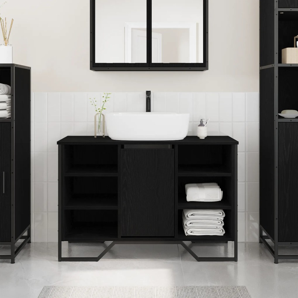 vidaXL ντουλάπα σιντριβανιού Μαύρη Δρυς 91x35x60 εκ Επεξεργασμένο Ξύλο