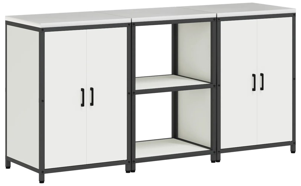 vidaXL Σετ Αποθήκευσης Κουζίνας με ράφι 3 pcs Λευκό 180 x 50 x 92 εκ.