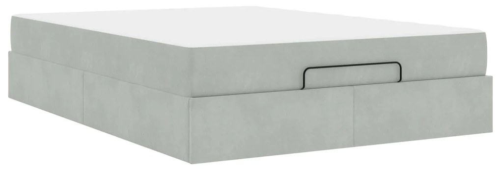 Σκελετός κρεβατιού με στρώμα 2 pcs Ανοιχτό γκρι Βελούδο