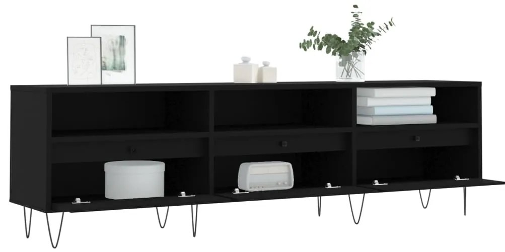 vidaXL Έπιπλο Τηλεόρασης Μαύρο 150x30x44,5 εκ. Επεξεργασμένο Ξύλο