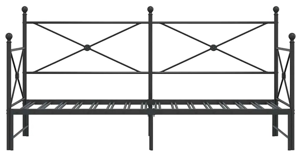 vidaXL Κρεβάτι ημέρας με καρότσα χωρίς στρώμα Μαύρο 90x200 cm Ατσάλι