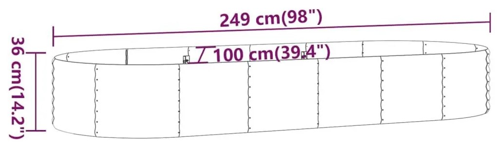 Ζαρντινιέρα Καφέ 249x100x36 εκ. Ατσάλι με Ηλεκτρ. Βαφή Πούδρας - Καφέ