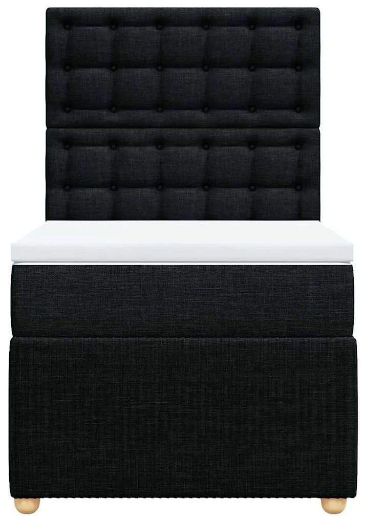 vidaXL Κρεβάτι Boxspring με Στρώμα Μαύρο 90x190 εκ.Υφασμάτινο