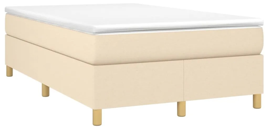 vidaXL Κρεβάτι Boxspring με Στρώμα Κρεμ 120x190 εκ. Υφασμάτινο