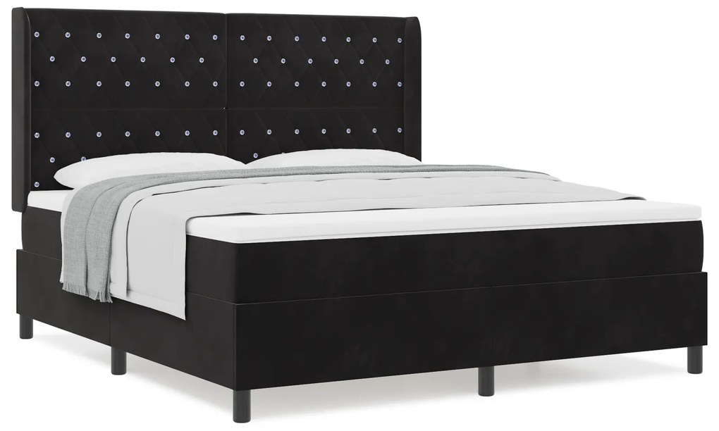 vidaXL Κρεβάτι Box Spring με Στρώμα Μαύρο 180x200 cm Βελούδο