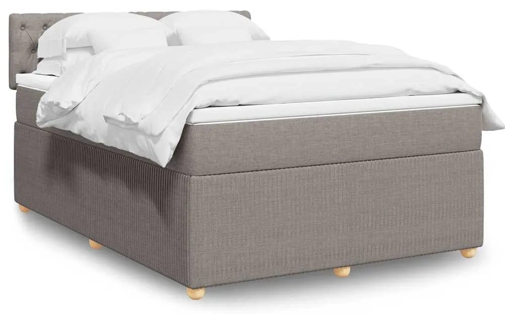 vidaXL Κρεβάτι Boxspring με Στρώμα Taupe 140x200 εκ. Υφασμάτινο