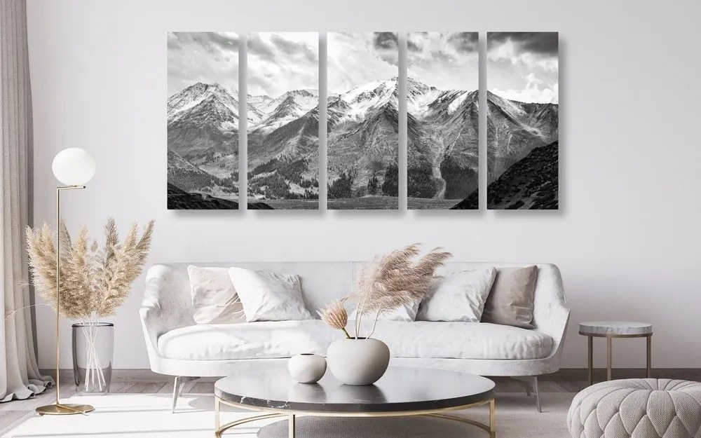 Εικόνα 5 μερών ενός πανέμορφου βουνού σε ασπρόμαυρο - 100x50