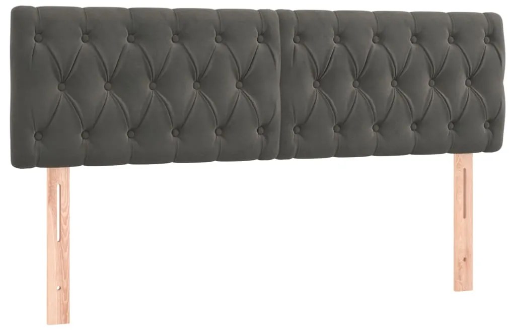 vidaXL Κεφαλάρι Κρεβατιού LED Σκούρο Γκρι 144x7x78/88 εκ. Βελούδινο