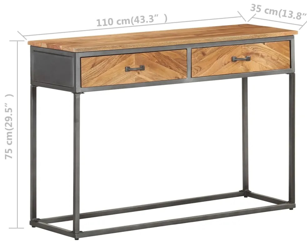 vidaXL Τραπέζι Κονσόλα 110 x 35 x 75 εκ. από Μασίφ Ξύλο Ακακίας