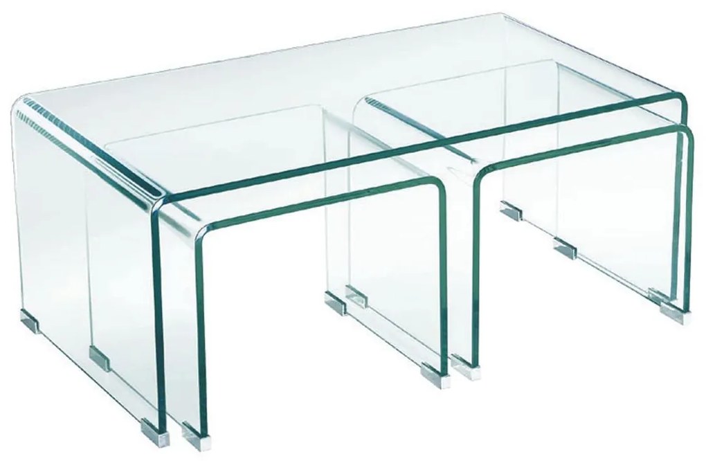 Τραπεζάκια Σετ Glasser Clear  ΕΜ733 90X50X38 cm