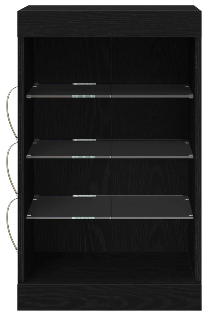 vidaXL Μπουφές με LED Φώτα Μαύρο Δρυς 41x37x67 εκ.