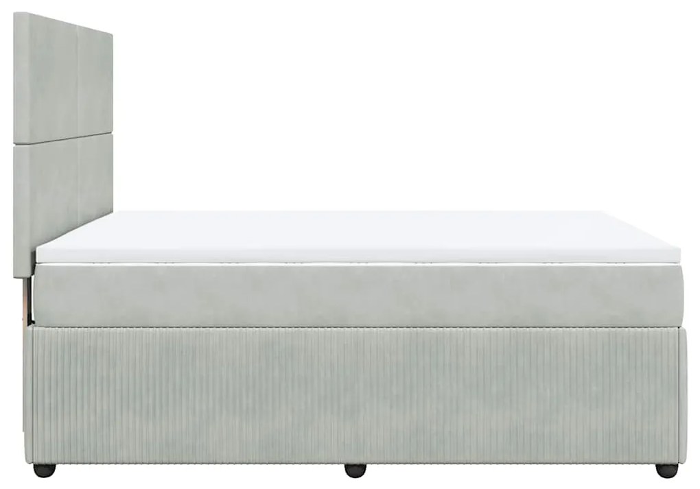 vidaXL Κρεβάτι Boxspring με Στρώμα Ανοιχτό Γκρι 140x190 εκ. Βελούδινο