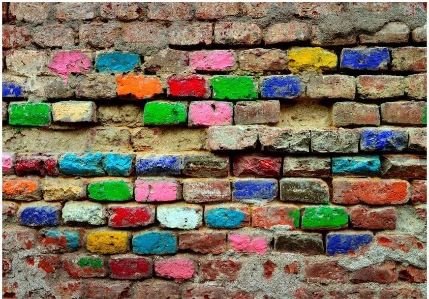 Αυτοκόλλητη φωτοταπετσαρία - Colourful Bricks - 196x140