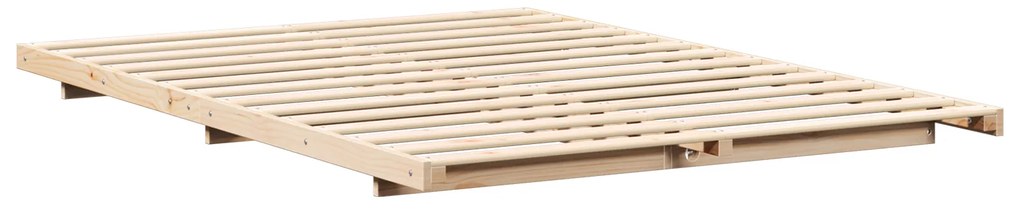 vidaXL Κρεβάτι δαπέδου Καφέ 140 x 200 cm Μασίφ ξύλο πεύκου