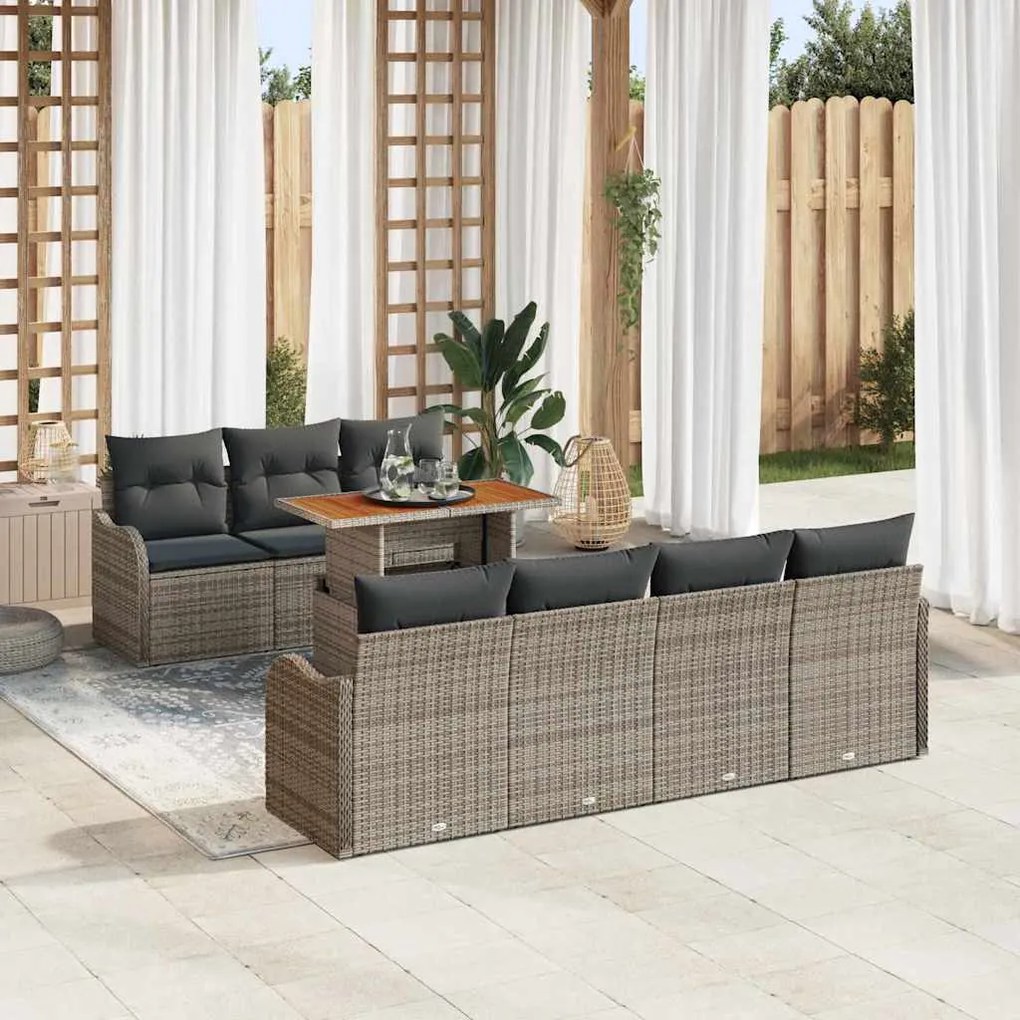 vidaXL Σετ Καναπέ Κήπου με μαξιλάρι 8 pcs Γκρι 100 x 55 x 73 εκ