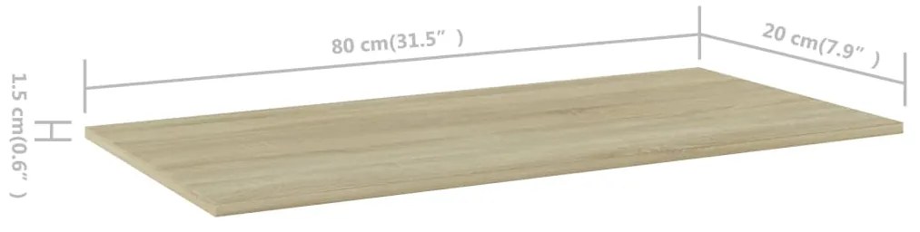 vidaXL Ράφια Βιβλιοθήκης 4 τεμ. Sonoma Δρυς 80x20x1,5 εκ. Μοριοσανίδα
