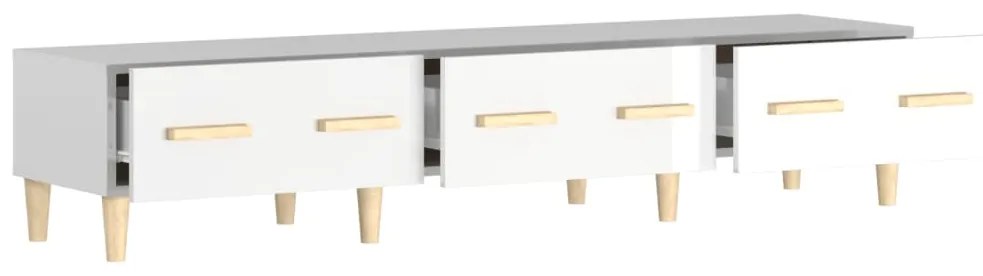 vidaXL Έπιπλο Τηλεόρασης Γυαλ. Λευκό150x34,5x30εκ.Επεξεργασμένο Ξύλο