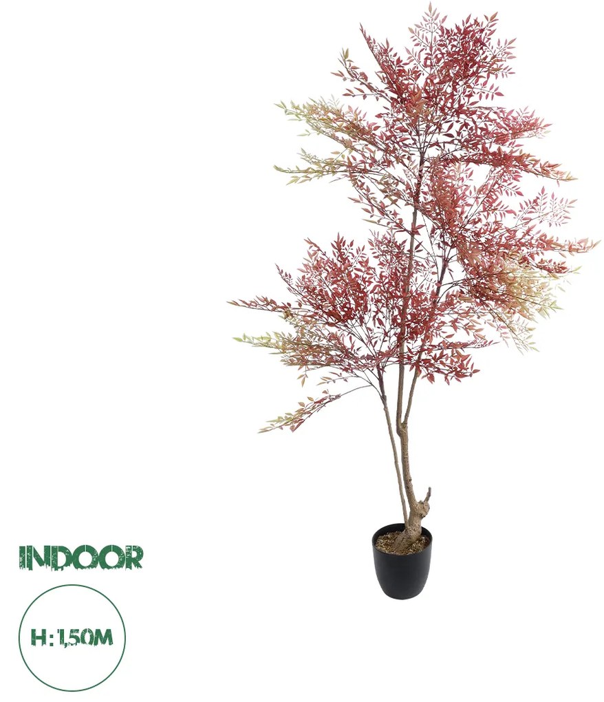 20966 GloboStar®  Artificial Garden RED NANDINA PLANT 20966 Διακοσμητικό Φυτό Κόκκινη Ναντίνα Φ66 x Υ150cm