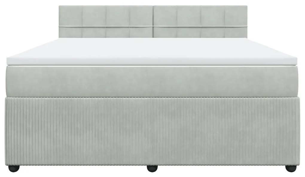 vidaXL Κρεβάτι Boxspring με Στρώμα Ανοιχτό Γκρι 180x200 εκ. Βελούδινο