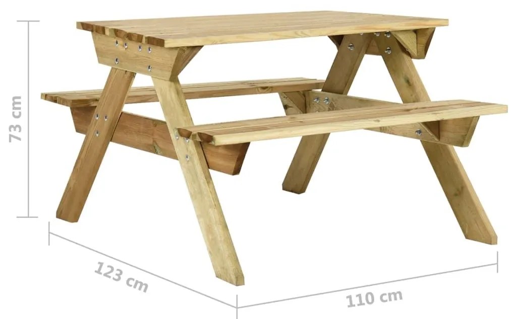 Τραπέζι Πικ-νικ με Παγκάκια 110x123x73 εκ. Εμποτ. Ξύλο Πεύκου - Καφέ