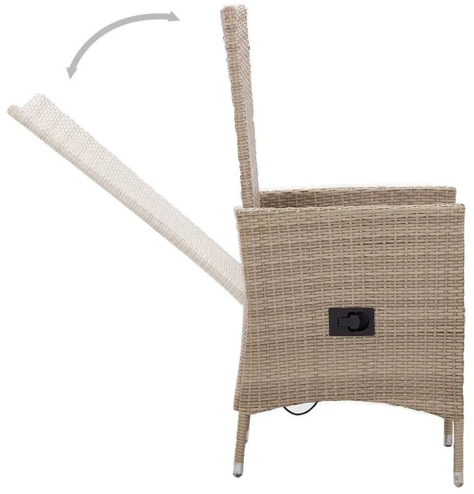 vidaXL Σετ Τραπεζαρίας Κήπου 3 Τεμαχίων Μπεζ με Μαξιλάρια