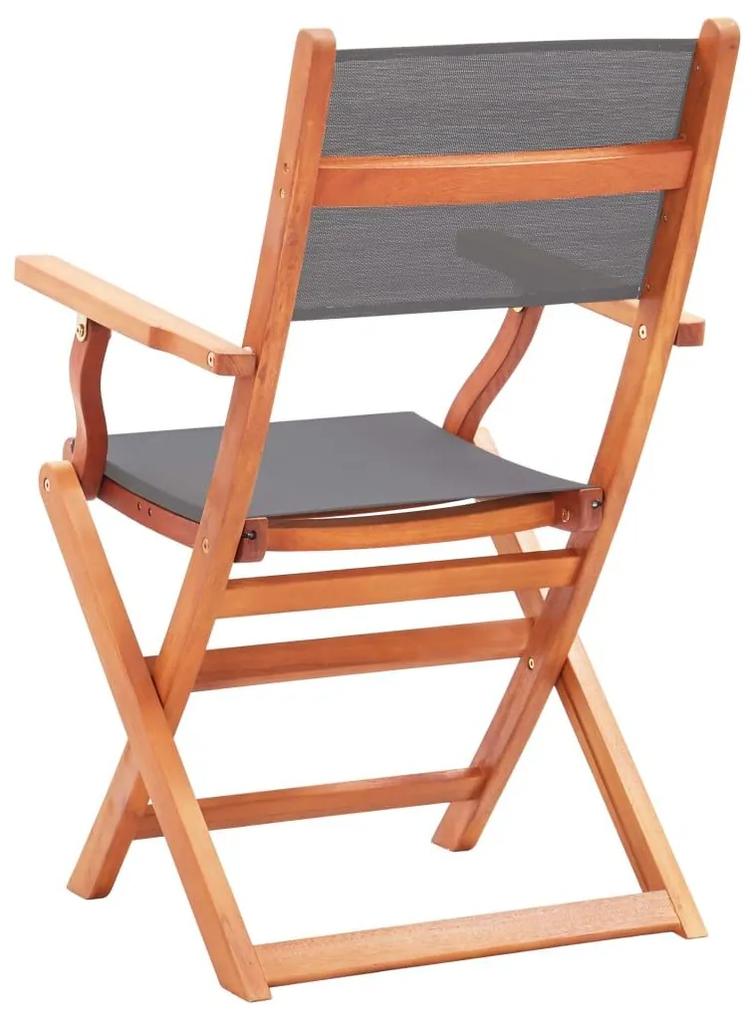Καρέκλες Πτυσσόμενες 2τεμ. Γκρι Μασίφ Ξύλο Ευκαλύπτου/Τεξτιλίνη - Γκρι