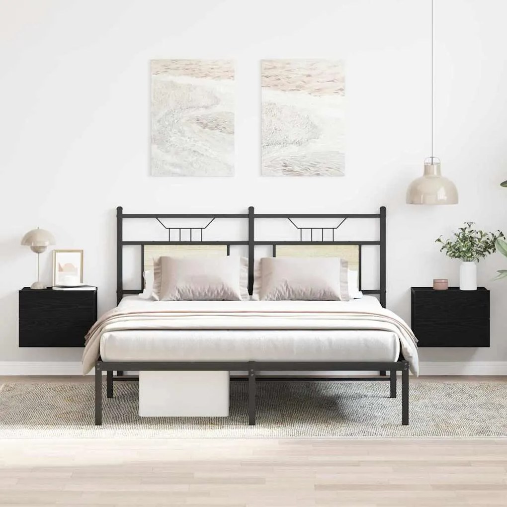 vidaXL Κομοδίνο 2 pcs Μαύρη δρυς 40 x 30 x 30 εκ Επεξεργασμένο ξύλο