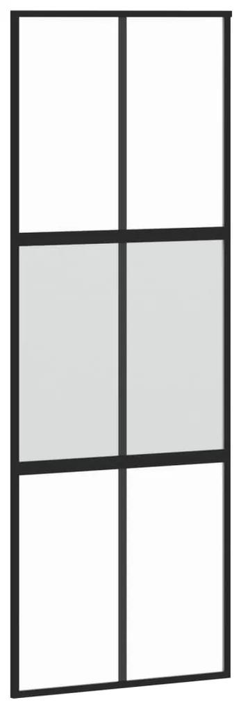 vidaXL Συρόμενη Πόρτα Μαύρη 76 x 205 εκ. από Ψημένο Γυαλί / Αλουμίνιο
