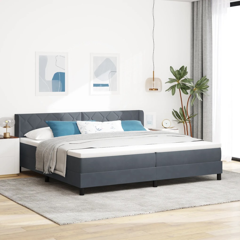 vidaXL Κρεβάτι με Στρώμα Στρατηγικής Γκρι 200x200 εκ Βελούδο