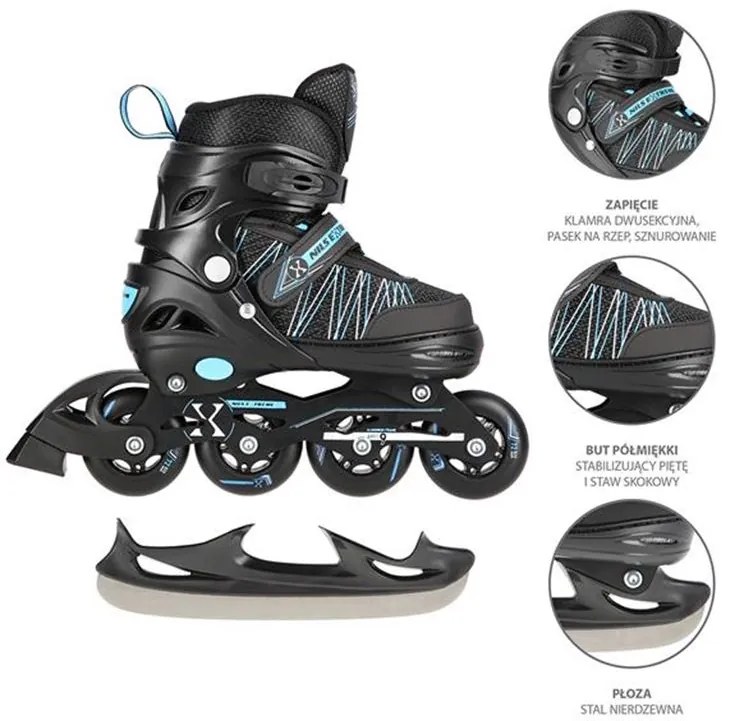 Αυξομειούμενα Roller NH11912A 2σε1 Μαύρο/Μπλε IN-LINE SKATES/HOCKEY ICE SKATES