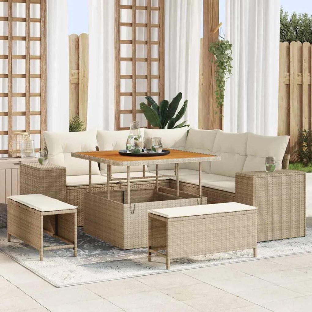 vidaXL Σετ Καναπέ Κήπου 8 pcs Μπεζ συνθετικό ρατάν