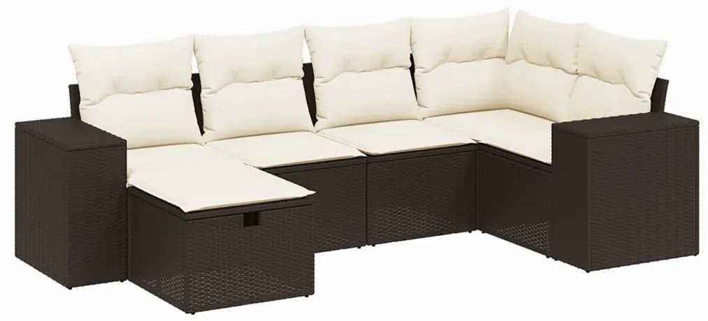 vidaXL Σαλόνι Κήπου Σετ 6 Τεμαχίων Καφέ Συνθετικό Ρατάν με Μαξιλάρια