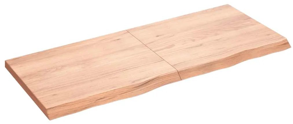 Ράφι Τοίχου Ανοιχτό Καφέ 120x50x(2-4)εκ. Επεξ. Μασίφ Ξύλο Δρυός