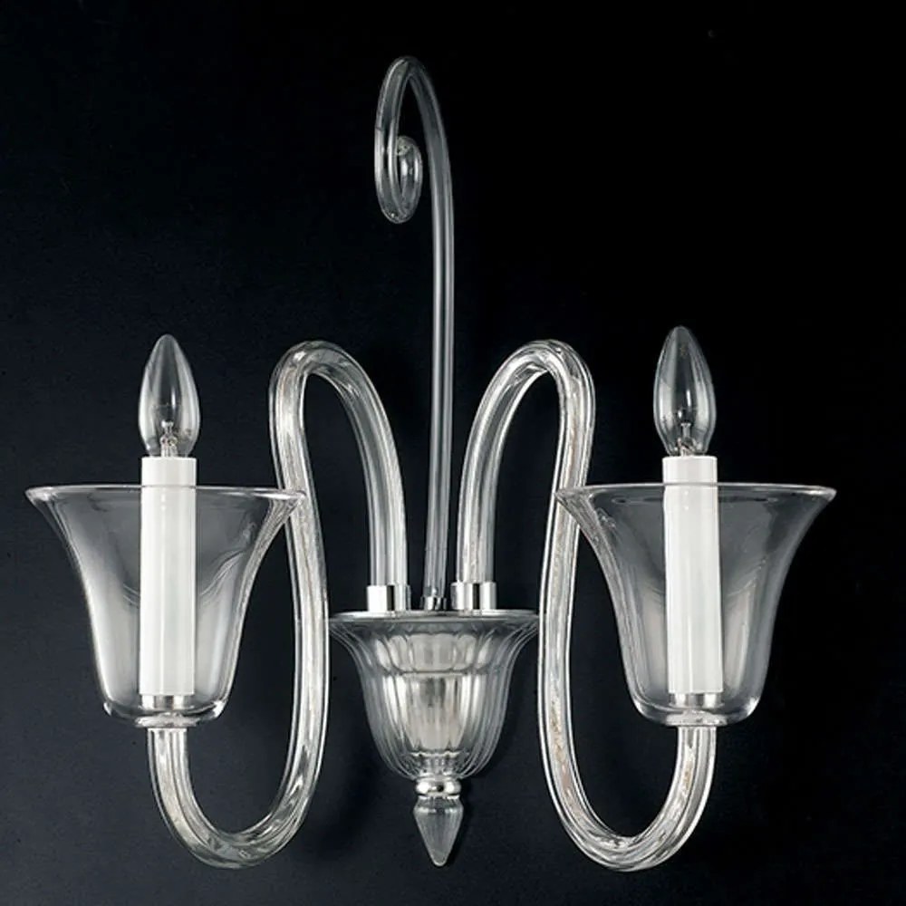 Φωτιστικό Τοίχου - Απλίκα Palace I-PALACE/AP2 2xE14 60x52cm Chrome Luce Ambiente Design Glass