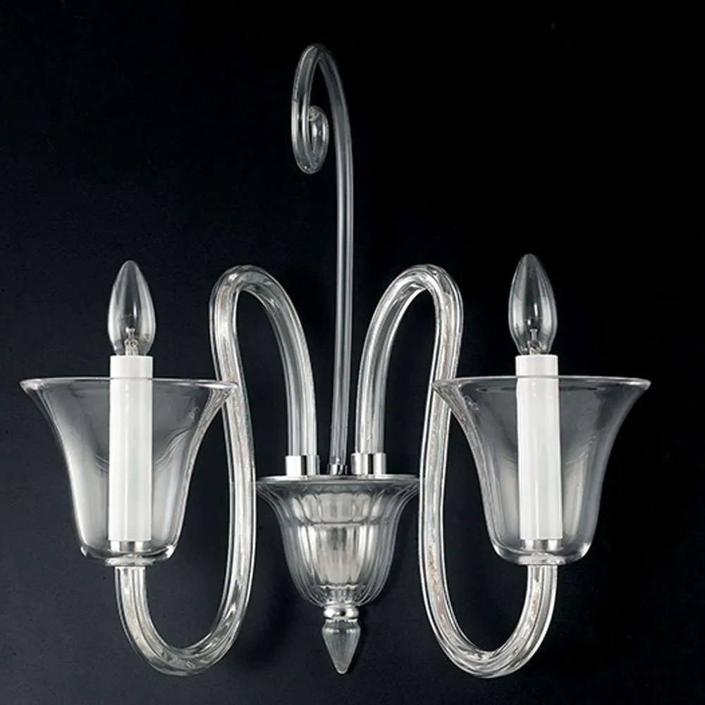 Φωτιστικό Τοίχου - Απλίκα Palace I-PALACE/AP2 2xE14 60x52cm Chrome Luce Ambiente Design Γυαλί