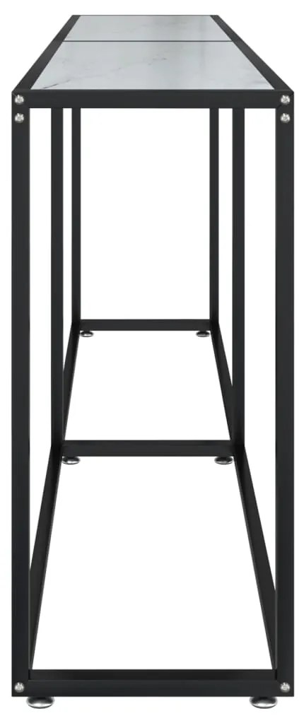 vidaXL Τραπέζι Κονσόλα Λευκό Όψη Μαρμάρου 200x35x75,5 εκ. Ψημένο Γυαλί