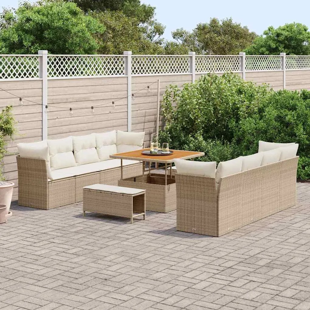 vidaXL Σετ Καναπέ Κήπου 11 pcs μπεζ και κρεμ 100 x 100 x 71 cm