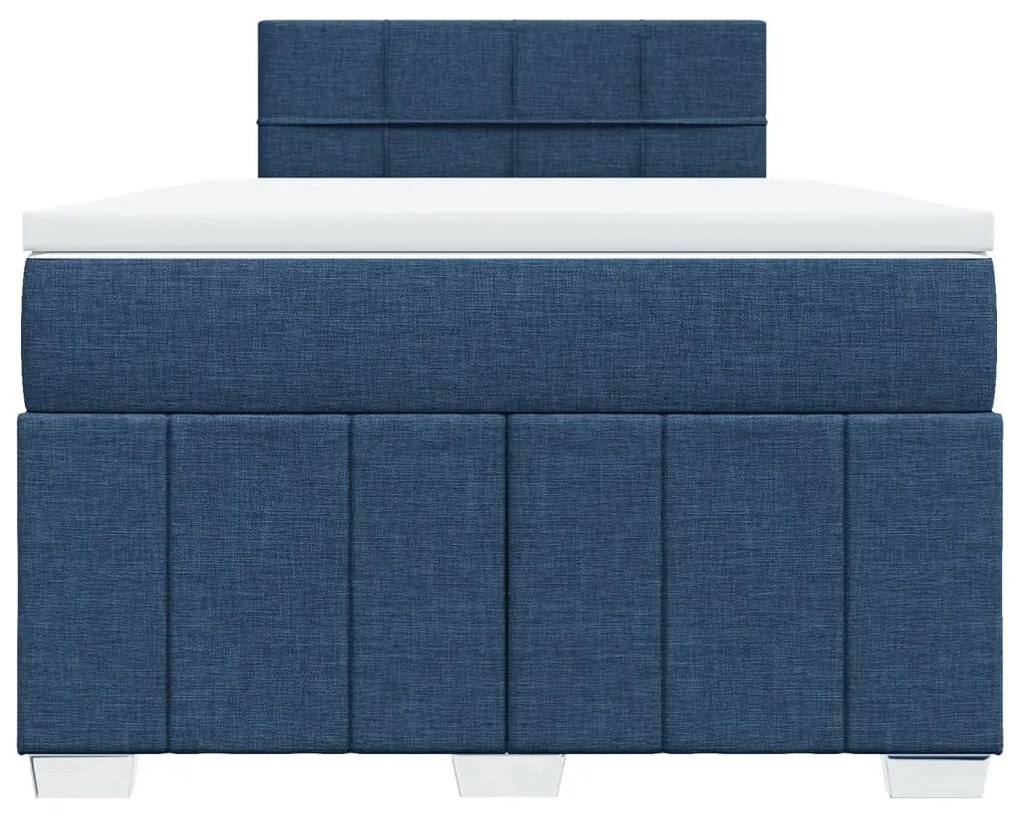 Κρεβάτι Boxspring με Στρώμα Μπλε 120x190 εκ. Υφασμάτινο - Μπλε