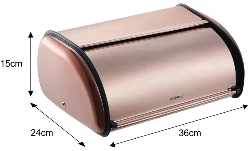 Ψωμιέρα Kinghoff KH 1840, 36 cm, Ελαφριά και δυνατή κατασκευή, Χάλυβας, Ροζ χρυσός
