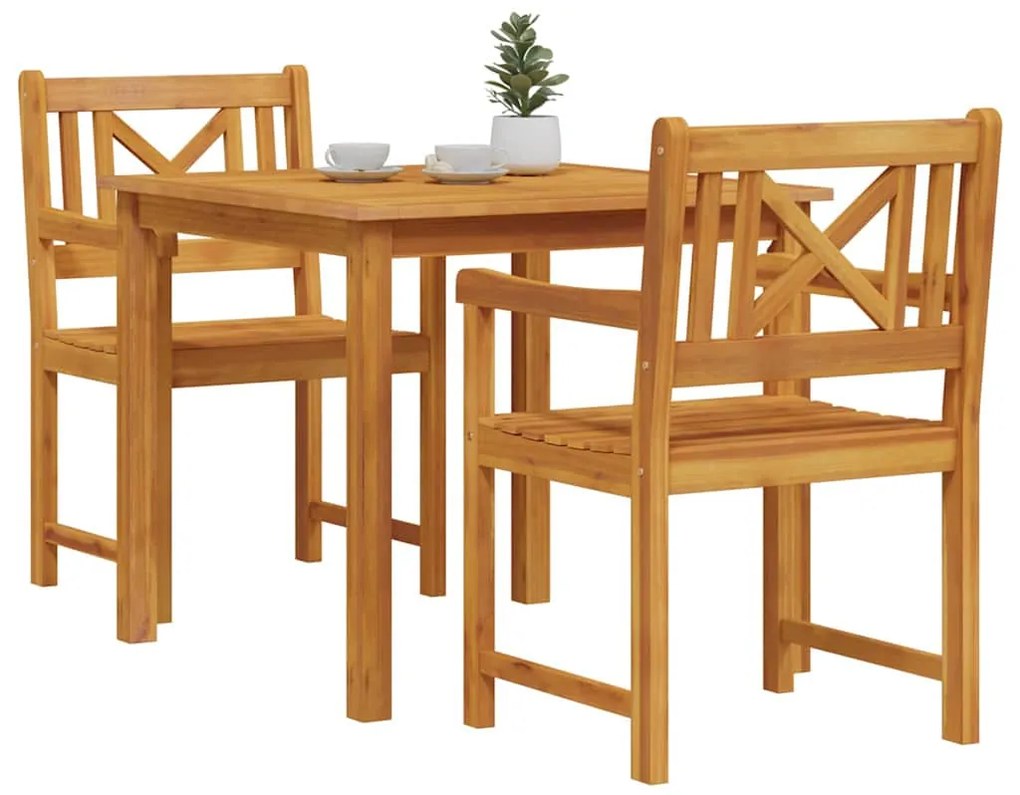 vidaXL Σέτ φαγητού για κήπο 3 pcs Καφέ Μασίφ ξύλο ακακίας