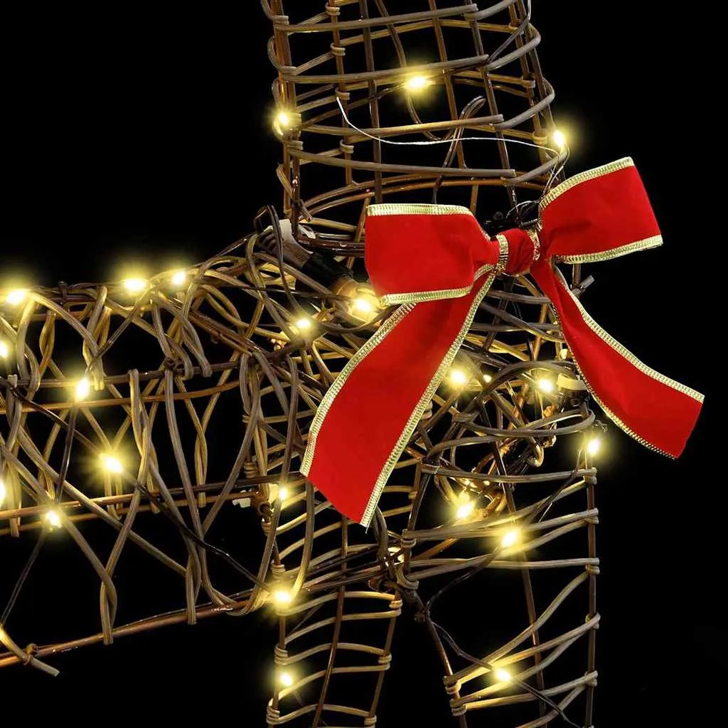 vidaXL Έλκηθρο με Ελάφια Θερμό λευκό 70 x 26 x 128,5 εκ Ρατάν