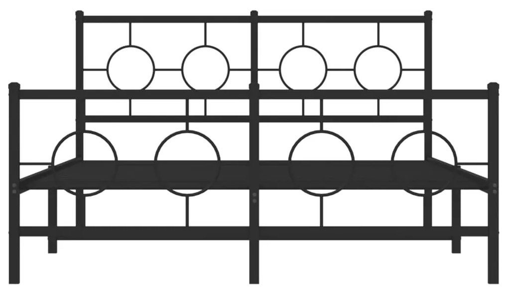 vidaXL Πλαίσιο Κρεβατιού με Κεφαλάρι&Ποδαρικό Μαύρο 140x190εκ. Μέταλλο