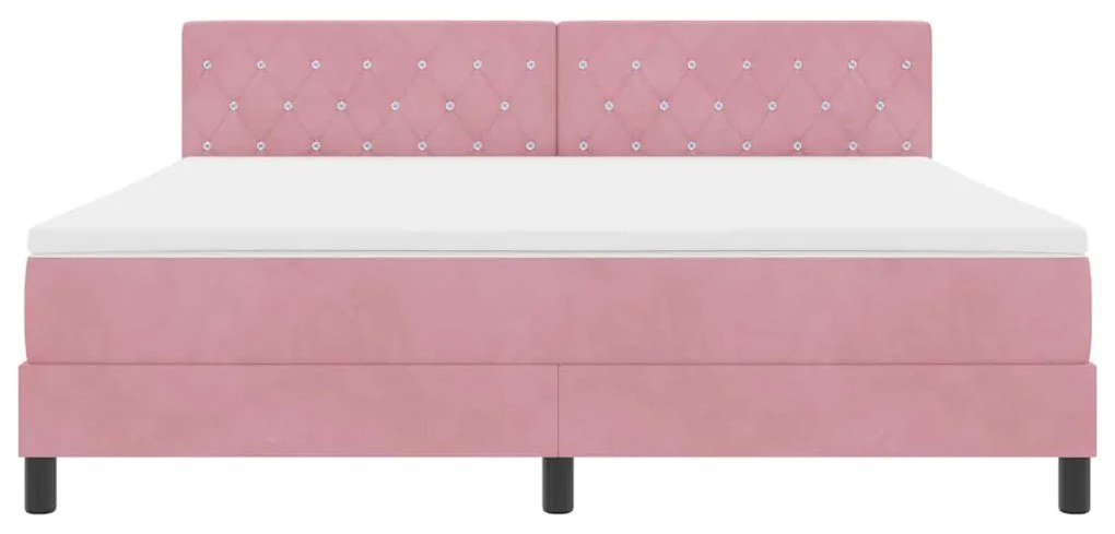 vidaXL Κρεβάτι με ελατήρια με κεφαλάρι Ροζ 180 x 200 cm Βελούδο
