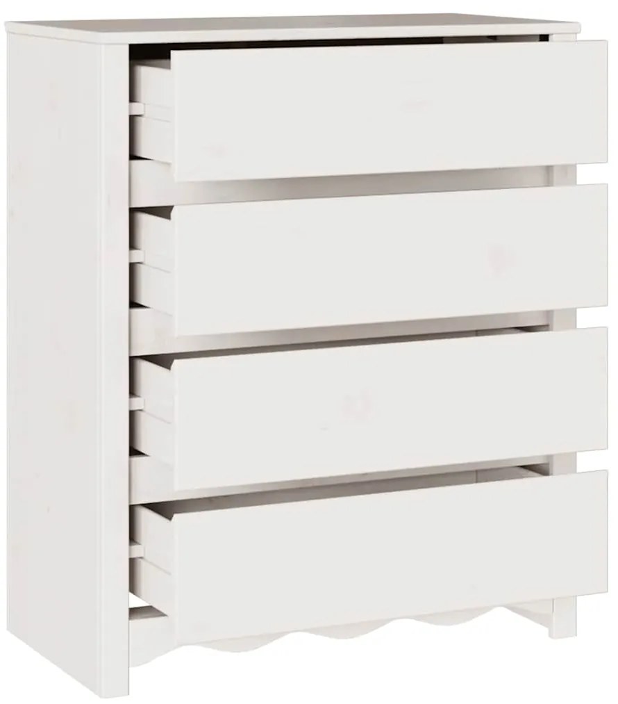 vidaXL Κομοδίνο με συρτάρι Λευκό 76.5 x 40 x 91 εκ Μασίφ ξύλο πεύκου
