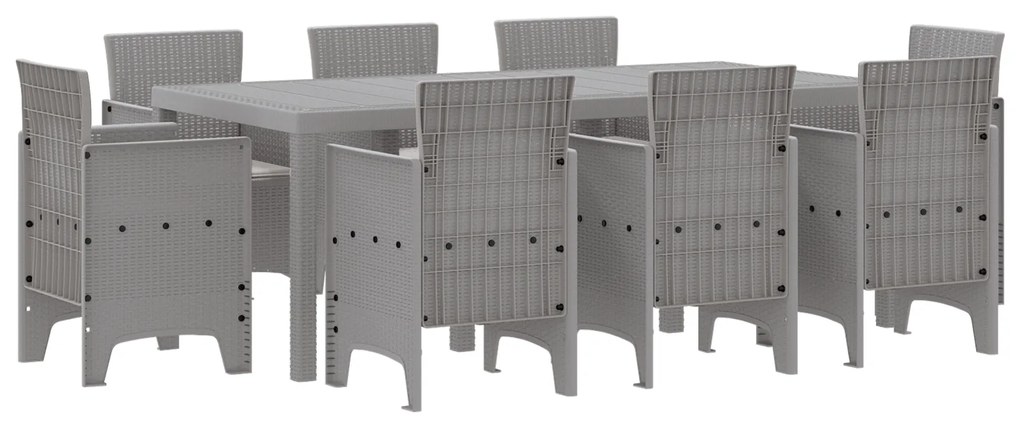 vidaXL Σετ Τραπεζαρίας Κήπου 9 pcs Ανοιχτό γκρι Πλαστικό