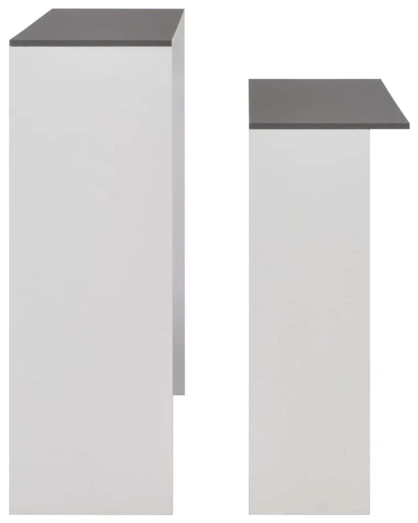 vidaXL Τραπέζι Μπαρ με 2 Επιφάνειες Λευκό / Γκρι 130 x 40 x 120 εκ.